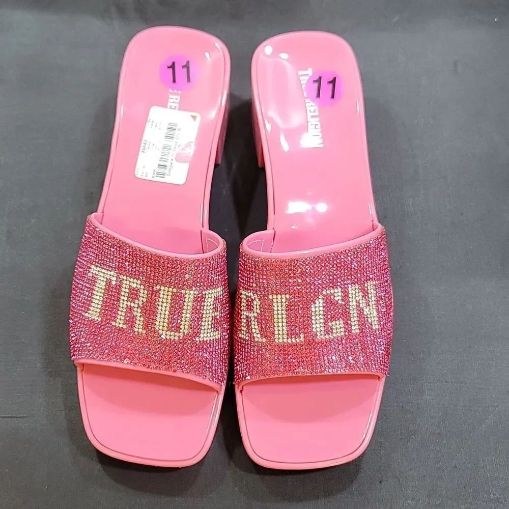 BRAND NEW TRUE RELIGION EMBELLISHMENTS BLOCK HEEL MULE OPEN TOE SANDAL
